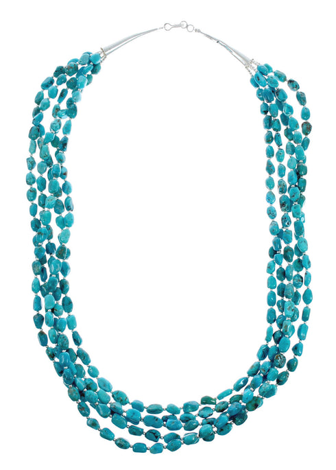 Native American 5 Strand High Turquoise Bead Necklace X10109
